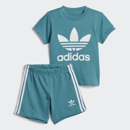 TREFOIL SHORTS TEE SET - TURQUOISE