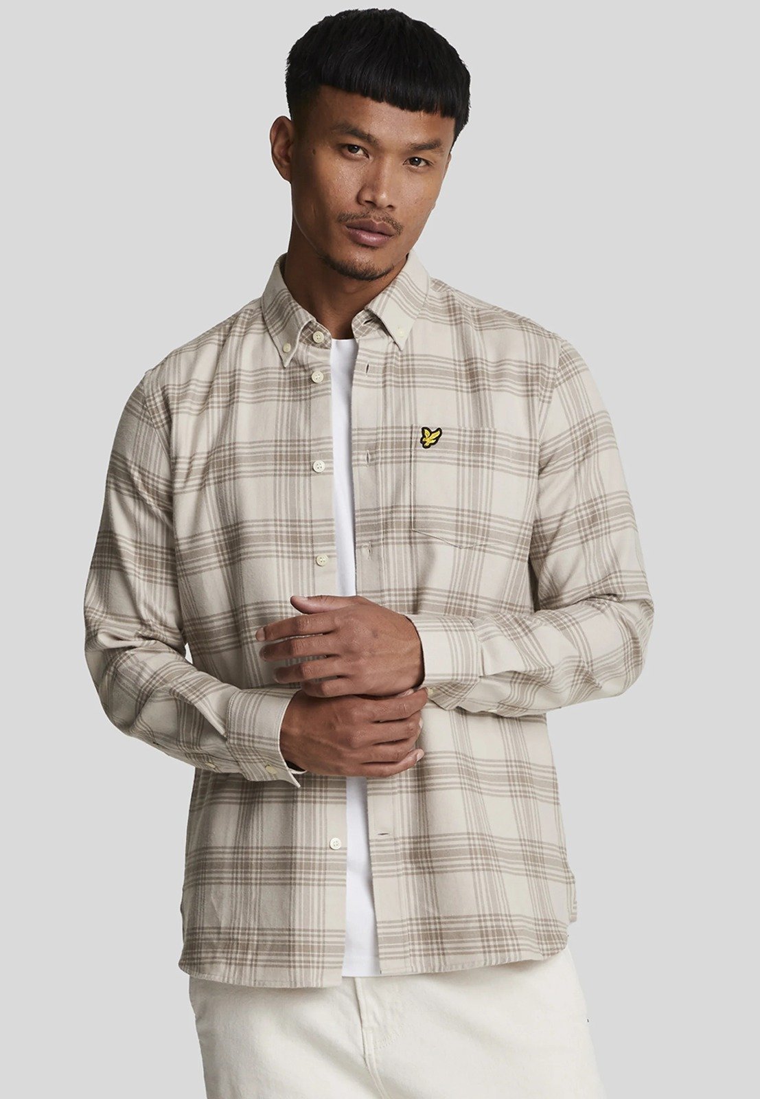 TONAL CHECK FLANNEL SHIRT LIGHT MIST/ HERITAGE TAUPE – Image 2