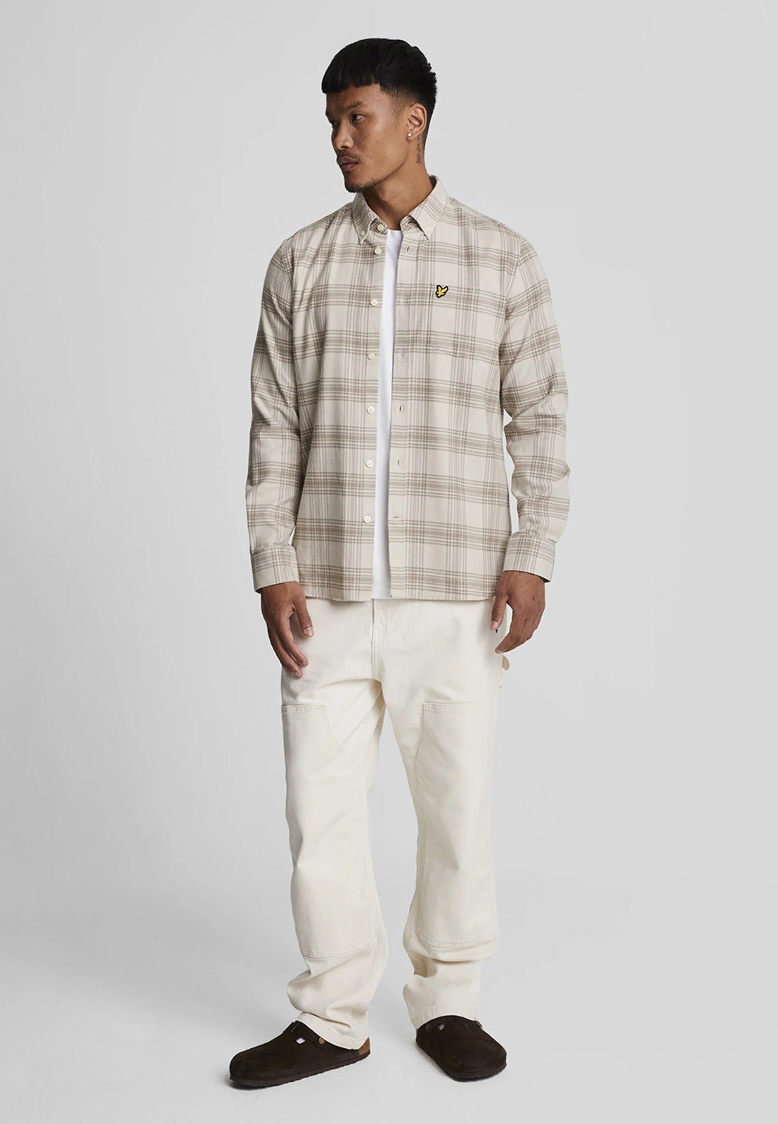 TONAL CHECK FLANNEL SHIRT LIGHT MIST/ HERITAGE TAUPE – Image 3