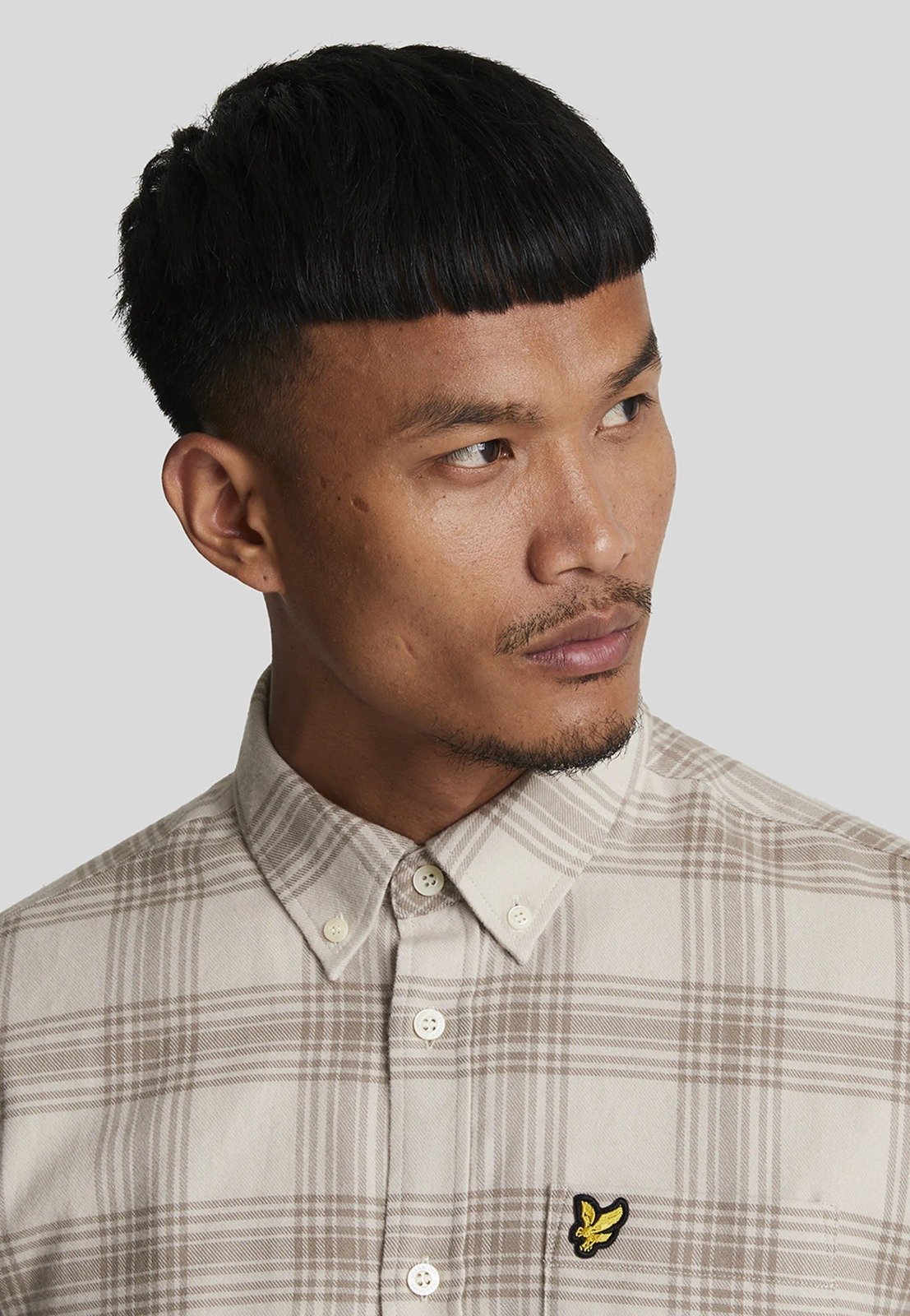 TONAL CHECK FLANNEL SHIRT LIGHT MIST/ HERITAGE TAUPE – Image 4